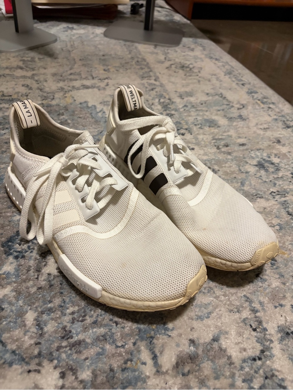 adidas White and Black Low-Top Knit Sneakers